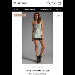 T by Alexander Wang Silk Camisole in Jade
